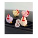 Pastel color chickens with bows and beads air vent clip