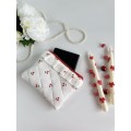 Cherry print E-reader sleeve with ruffles