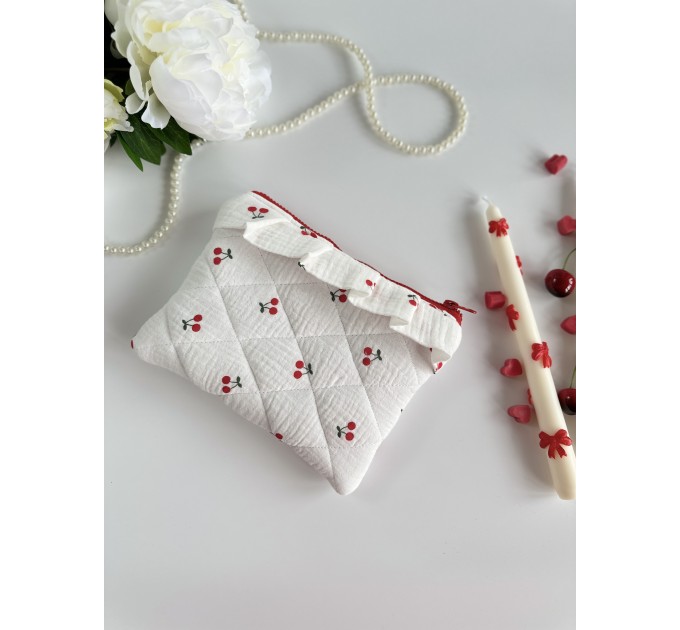 Cherry print E-reader sleeve with ruffles