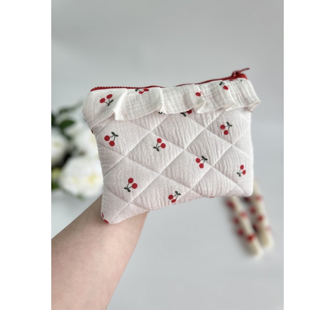 Cherry print E-reader sleeve with ruffles