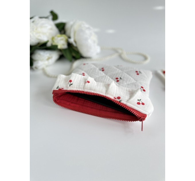 Cherry print E-reader sleeve with ruffles