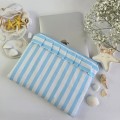 Sky-blue striped laptop sleeve with ruffles