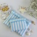 Sky-blue striped laptop sleeve with ruffles