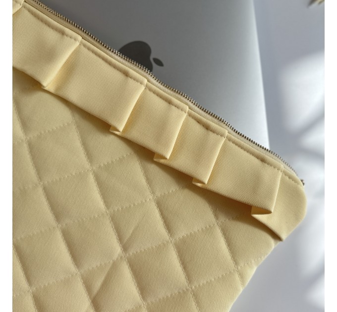 Butter yellow ruffle laptop sleeve