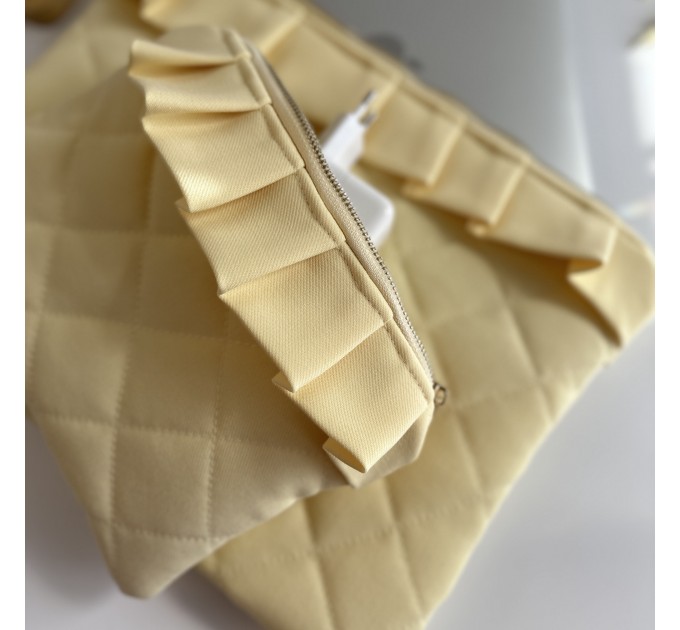 Butter yellow ruffle laptop sleeve
