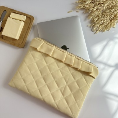 Butter yellow ruffle laptop sleeve