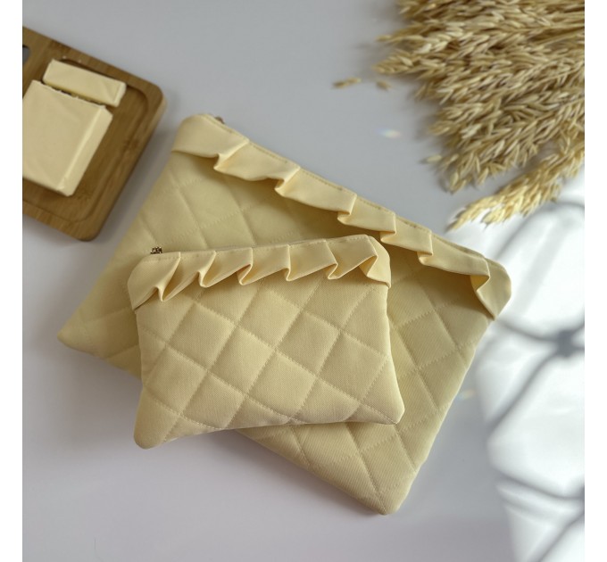 Butter yellow ruffle laptop sleeve