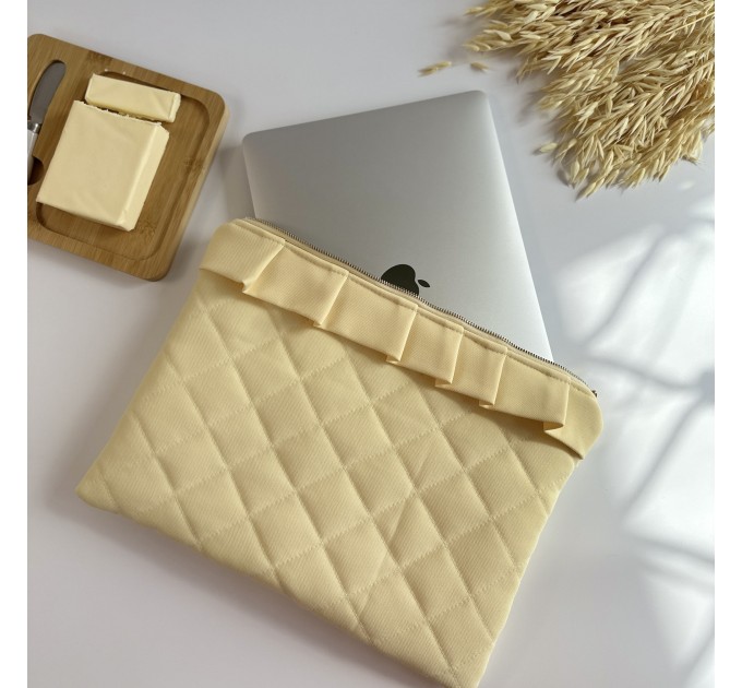 Butter yellow ruffle laptop sleeve