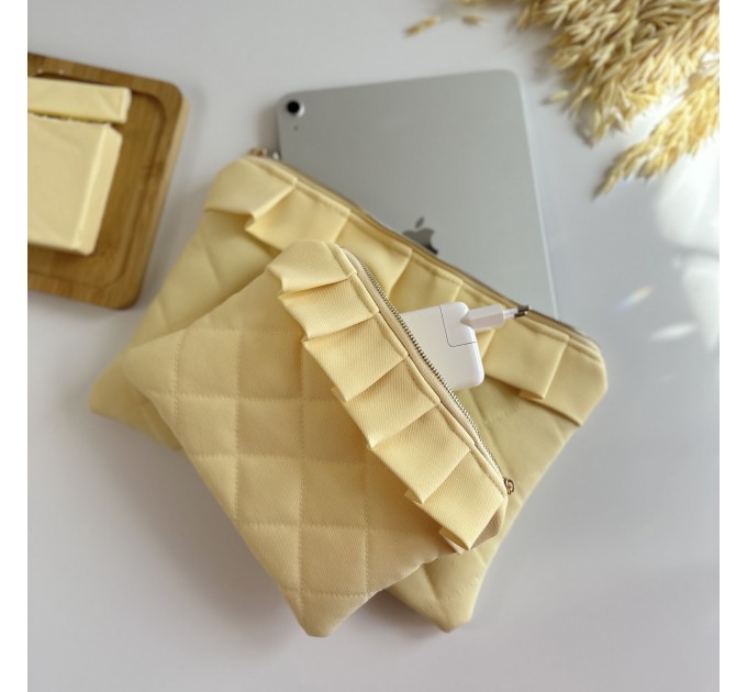 Butter yellow ruffle tablet sleeve