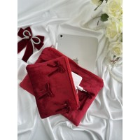 Red velvet tablet sleeve with bows