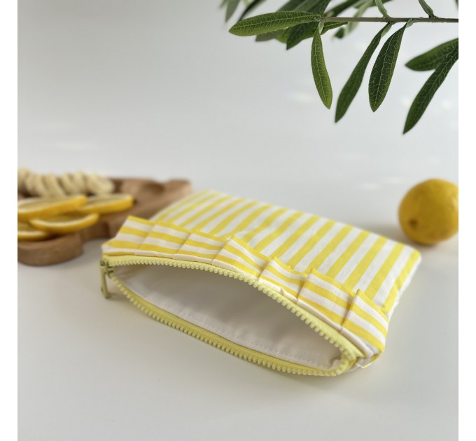 Yellow striped E-reader sleeve with ruffles