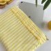 Yellow striped tablet sleeve with ruffles