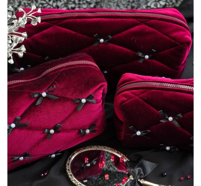Large Burgundy Goth Cosmetic Bag