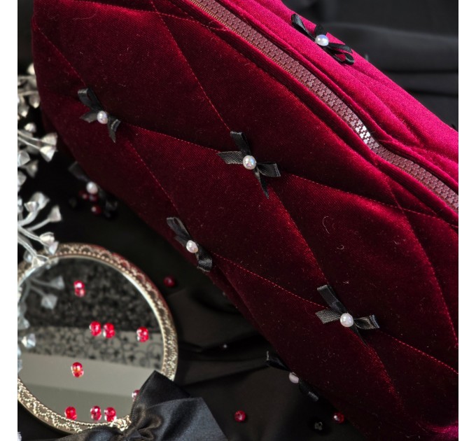 Large Burgundy Goth Cosmetic Bag