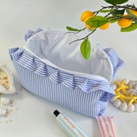 Large Sea Vibe Cosmetic Bag with Ruffles