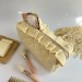 Large butter yellow cosmetic bag with ruffles
