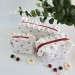 Large cherries cosmetic bag with ruffles