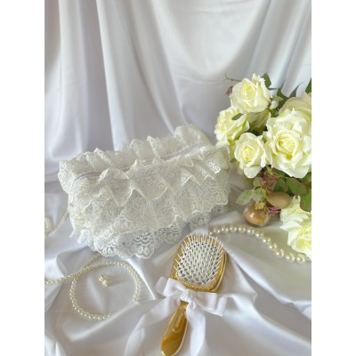 Large lace rococo cosmetic bag