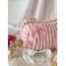 Large pink plush cosmetic bag with bows