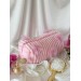 Large pink plush cosmetic bag with bows