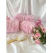 Large pink plush cosmetic bag with bows