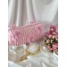 Large pink plush cosmetic bag with bows
