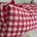 Large red gingham cosmetic bag with ruffles