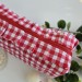 Large red gingham cosmetic bag with ruffles