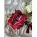 Large red velvet cosmetic bag with bows
