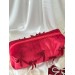 Large red velvet cosmetic bag with bows