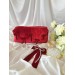 Large red velvet cosmetic bag with bows