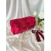 Large red velvet cosmetic bag with bows