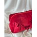 Large red velvet cosmetic bag with bows