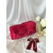 Large red velvet cosmetic bag with bows