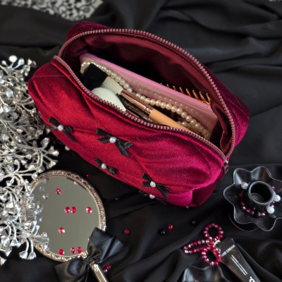 Medium Burgundy Goth Cosmetic Bag