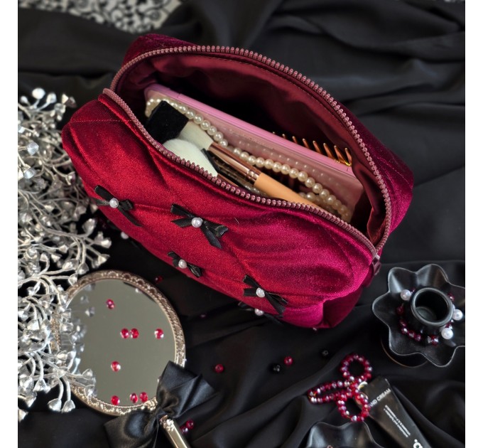 Medium Burgundy Goth Cosmetic Bag