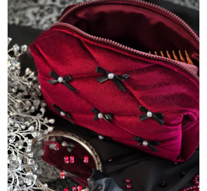 Medium Burgundy Goth Cosmetic Bag
