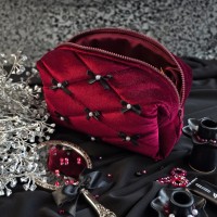 Medium Burgundy Goth Cosmetic Bag