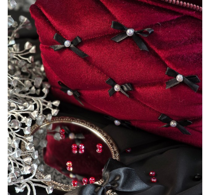 Medium Burgundy Goth Cosmetic Bag