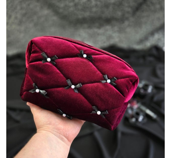 Medium Burgundy Goth Cosmetic Bag