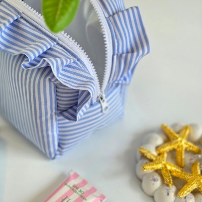 Medium Sea Vibe Cosmetic Bag with Ruffles