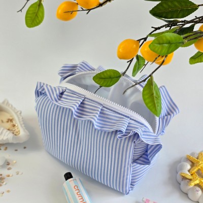Medium Sea Vibe Cosmetic Bag with Ruffles