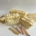 Medium butter yellow cosmetic bag with ruffles