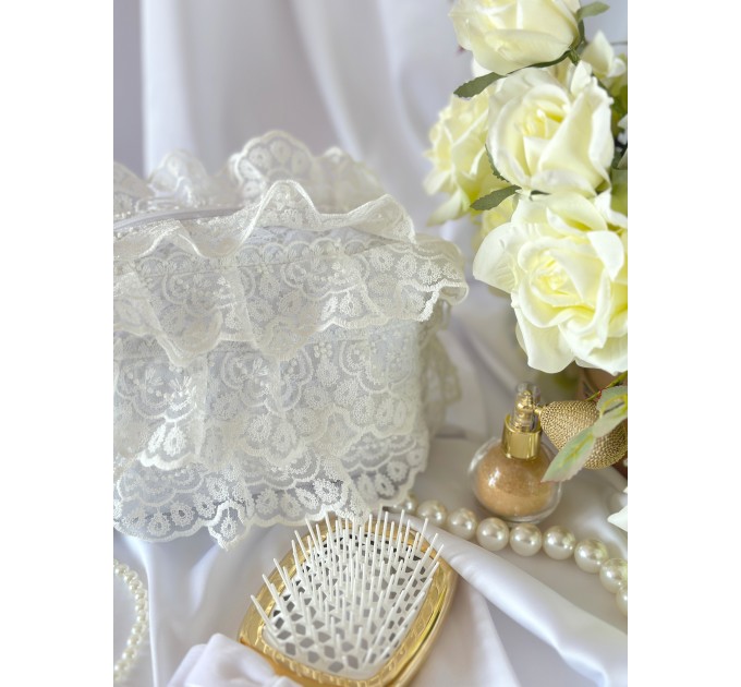 Medium lace rococo cosmetic bag