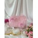 Medium pink plush cosmetic bag with bows