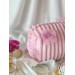 Medium pink plush cosmetic bag with bows
