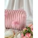 Medium pink plush cosmetic bag with bows