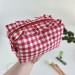 Medium red gingham cosmetic bag with ruffles