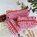 Medium red gingham cosmetic bag with ruffles