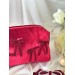 Medium red velvet cosmetic bag with bows
